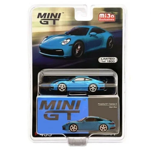 Mini GT Porsche 911 (992) Carrera S Miami Blue – Mijo Exclusives Limited Edition